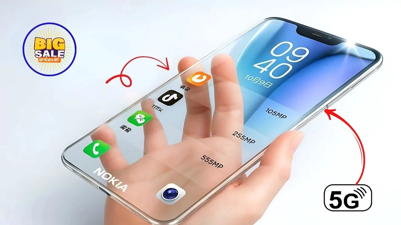 Nokia Transparent 5G Phone Explosive launch with 300MP Camera, 150W Fast Charging and Transparent Design!